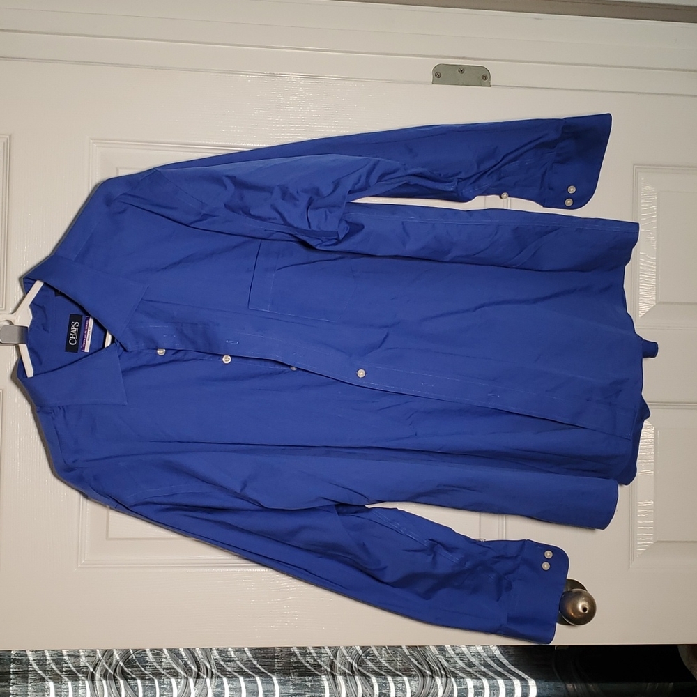 Chaps long sleeve button down dress shirt, blue